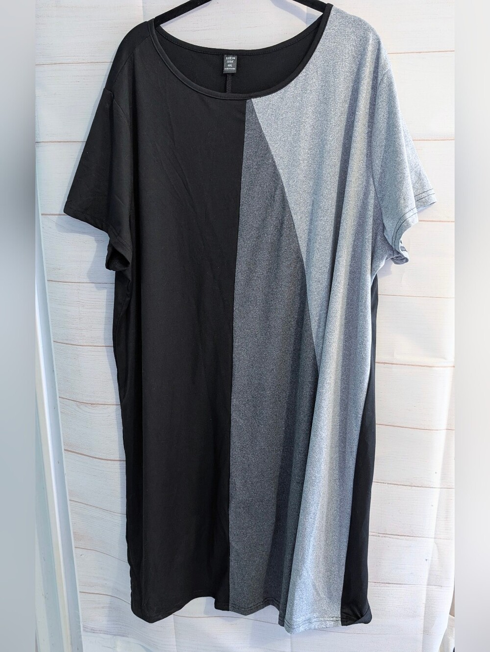 Shein Curve Colorblock Black 🖤 and Gray 🩶 Short Sleeve Shirt Dress Size 4XL